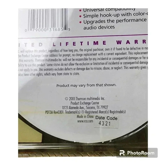 RCA High-Performance Digital Audio Cable DT3A 3ft  24k Gold-Plated Studio, New - Picture 4 of 5